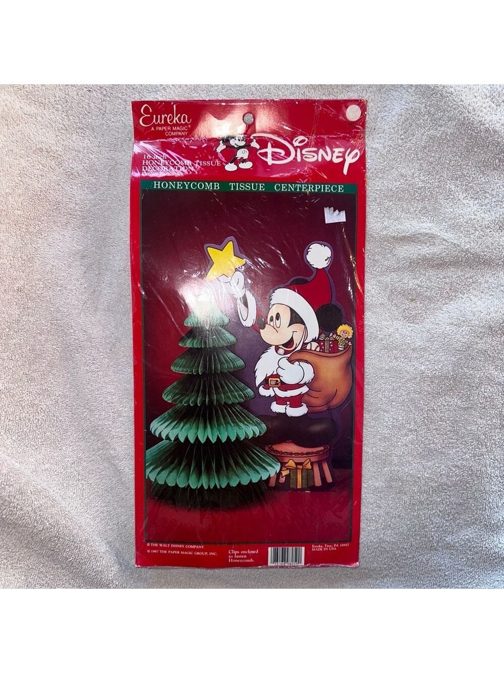 NOS Sealed Vintage Eureka Disney Mickey Christmas Honeycomb Tissue Centerpiece
